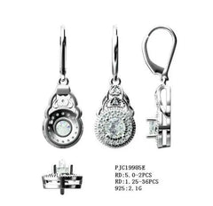 Sterling Silver Semi Mount Earrings Setting Round RD 5x5mm - Syzjewelry