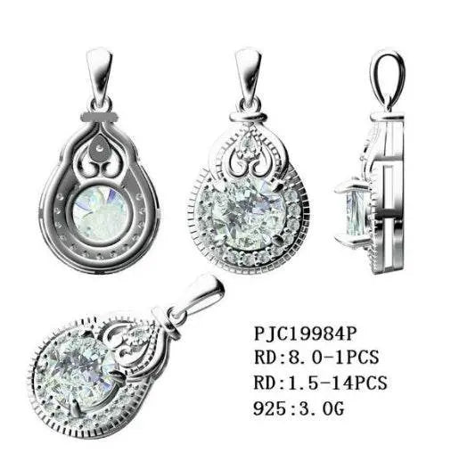 Sterling Silver Semi Mount Pendant Setting Round RD 8x8mm - Syzjewelry