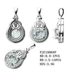 Sterling Silver Semi Mount Pendant Setting Round RD 8x8mm - Syzjewelry