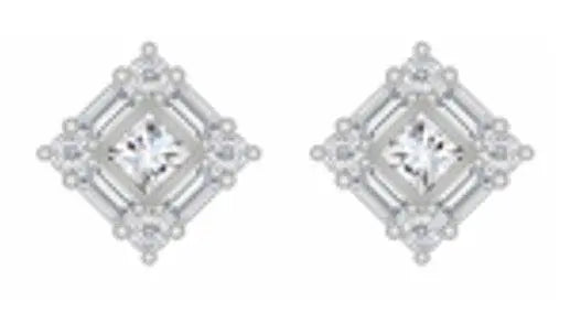 Sterling Silver Semi Mount Earrings Setting Princess SQ 3X3mm - Syzjewelry