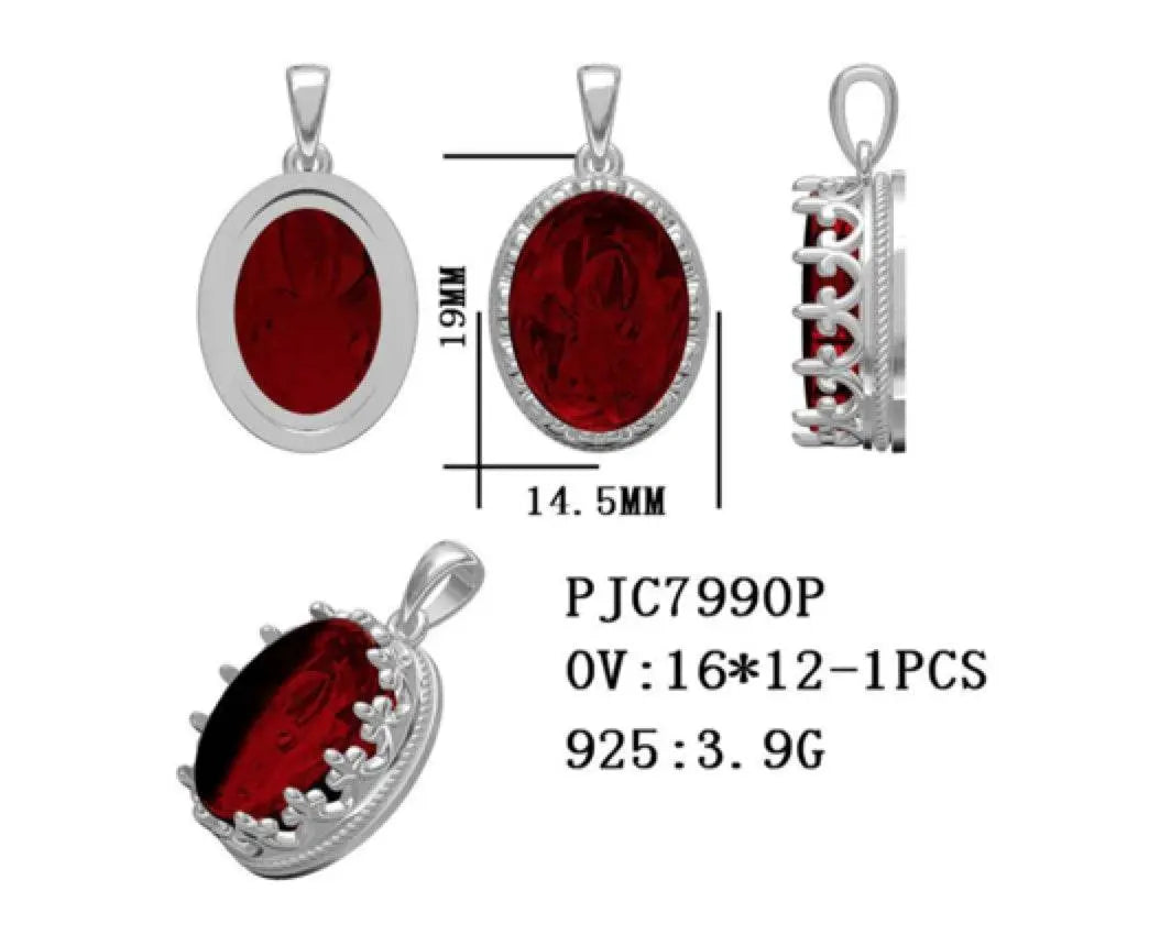 Sterling Silver Semi Mount Pendant Setting Oval OV 16X12mm - Syzjewelry