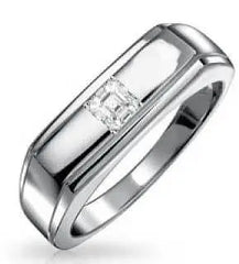Men's Sterling Silver Semi Mount Ring Setting Princess SQ 4.5X4.5mm - Syzjewelry