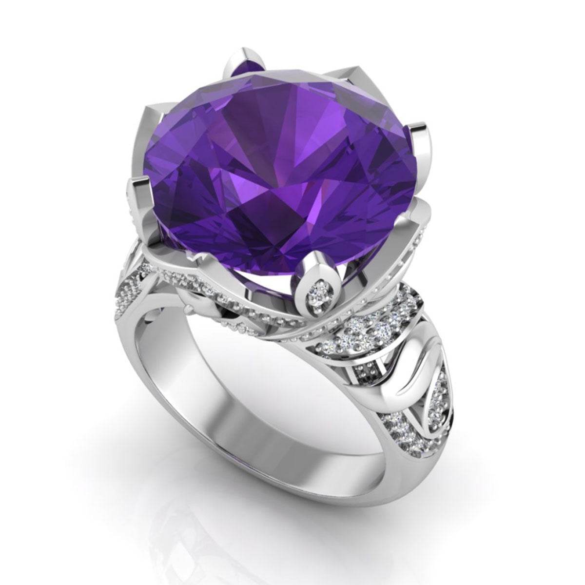 Sterling Silver Semi Mount Ring Setting Round RD 15x5mm - Syzjewelry