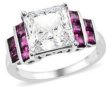 Sterling Silver Semi Mount Ring Setting Princess SQ 7X7mm with Bezel Set Accent - Syzjewelry