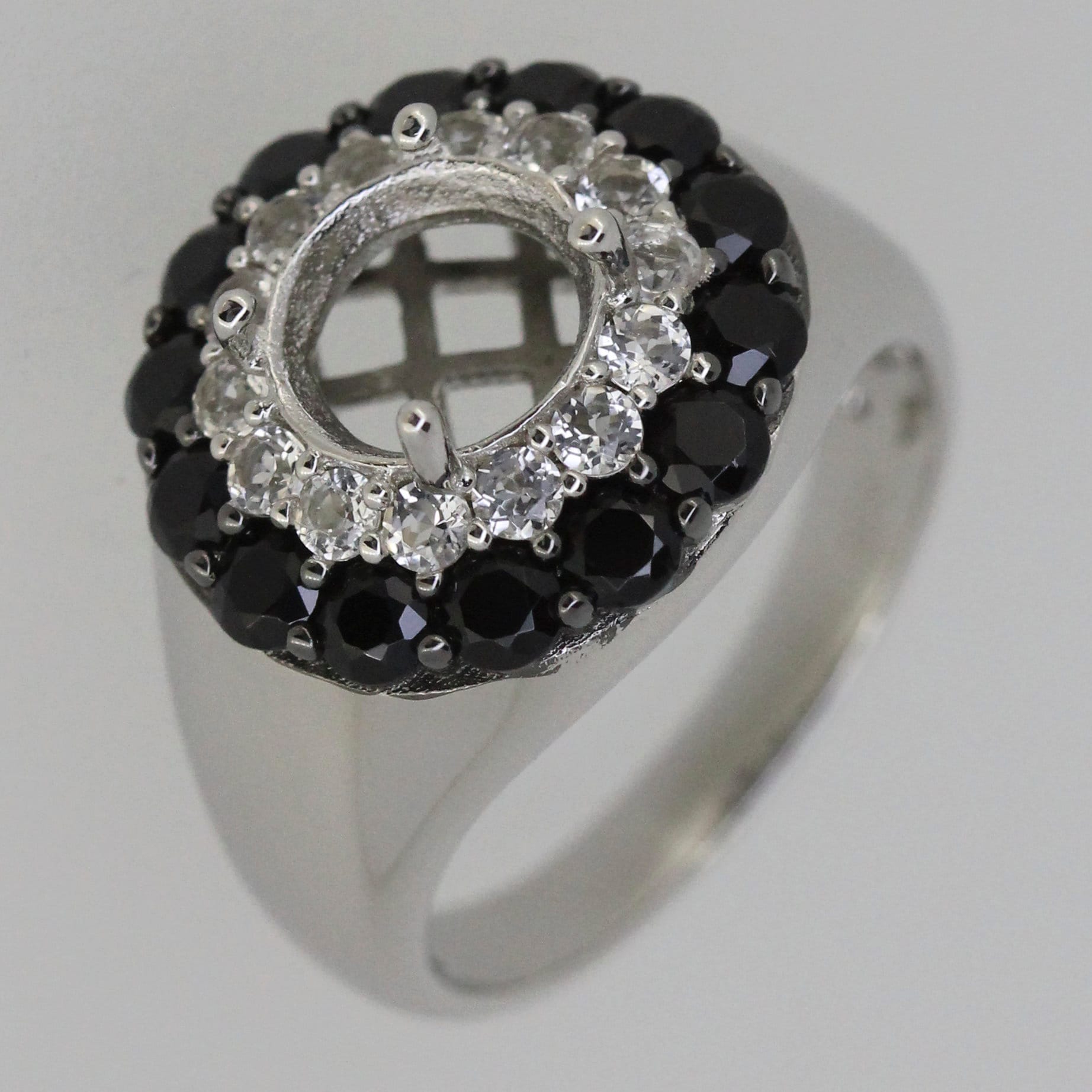 Sterling Silver Semi Mount Ring Setting Round RD 8x8mm Double Halo Moissanite or Diamond Halo Ring Syzjewelry