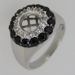 Sterling Silver Semi Mount Ring Setting Round RD 8x8mm Double Halo Moissanite or Diamond Halo Ring Syzjewelry