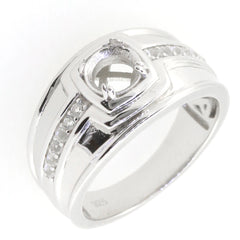 Sterling Silver Semi Mount Ring Setting Round RD 8x8mm Men's Ring
