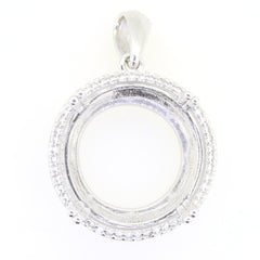 Pendente de Prata Esterlina Semi Montado Redondo RD 25x25x17mm Halo Topázio