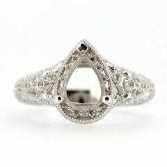 Anel de Prata Esterlina Semi Montado Configuração Pera PE 8x6mm Estilo Art Deco