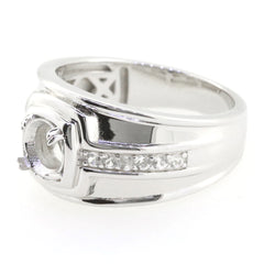 Sterling Silver Semi Mount Ring Setting Round RD 8x8mm Men's Ring