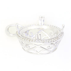 Sterling Silver Semi Mount Pendant Setting Round RD 13X13mm Halo Syzjewelry