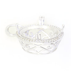 Pendente de Prata Esterlina Semi Montado Redondo RD 25x25x17mm Halo Topázio