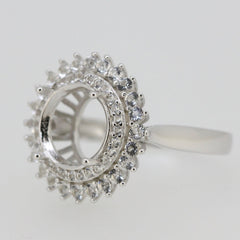 Impostazione anello semi montato in argento sterling rotondo RD 10x10mm