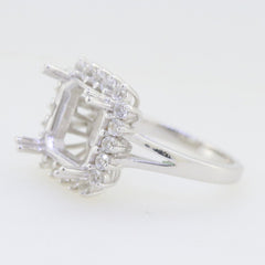 Sterling Silver Semi Mount Ring Setting Square Emerald SQ 10X10mm Halo Topaz Syzjewelry