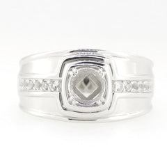Sterling Silver Semi Mount Ring Setting Round RD 8x8mm Men's Ring