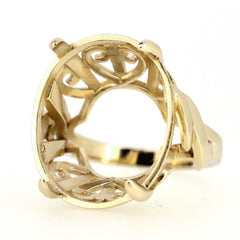 Art Deco Style Sterling Silver Semi Mount Ring Setting Oval OV 20x16mm