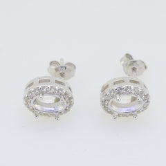 Sterling Silver Semi Mount Earrings Setting Oval OV 7X5mm DHJ