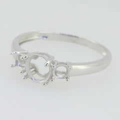 Custom 14K White Gold Semi Mount Ring Setting Oval OV 7X5mm RD 5.5mm  Q 1/4 Syzjewelry
