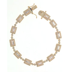 スターリングシルバー セミマウント ブレスレット セッティング OCT エメラルド 6x4mm シルバー バゲット