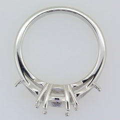 14K White Gold Semi Mount Ring Setting Oval OV 8x6mm PE 7x5mm 3 Stones Syzjewelry