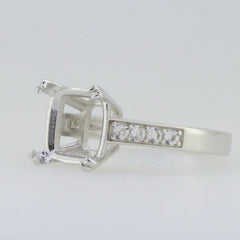 14K White Gold Semi Mount Ring Setting Cushion CU 10X10mm size 6 Syzjewelry