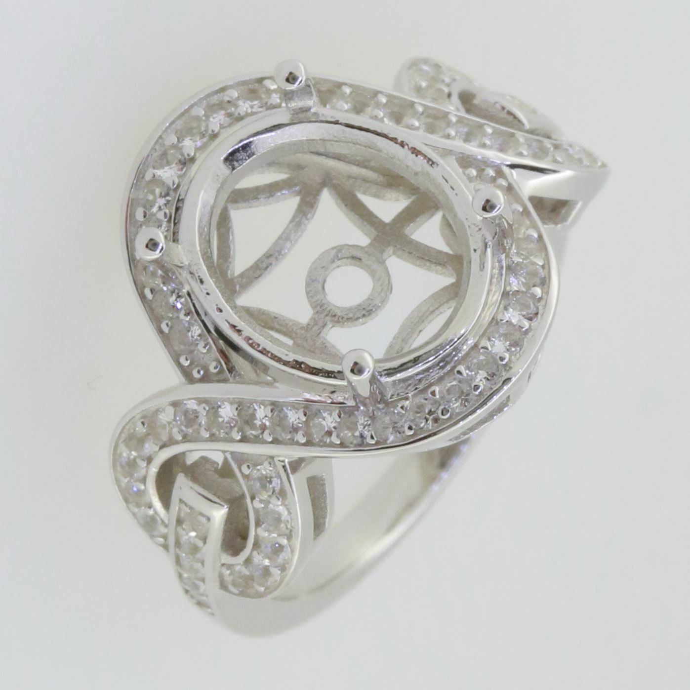 14K White Gold Semi Mount Ring Setting Oval OV 12X10mm Syzjewelry