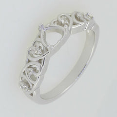14K White Gold Semi Mount Ring Setting Heart HT 5.5X5.5mm Syzjewelry