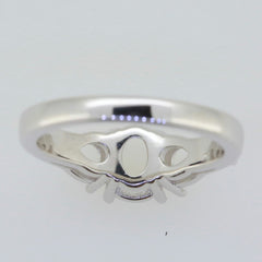 14K White Gold Semi Mount Ring Setting Oval OV 8x6mm PE 7x5mm 3 Stones Syzjewelry