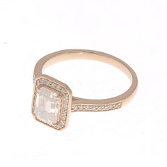 Anillo de plata de ley con montaje semi, engaste para esmeralda OCT 7x5mm con halo
