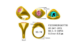 Anillo de plata de ley con montaje semi ovalado OV 9x7mm redondo RD 1x3mm