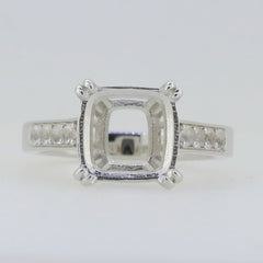 14K White Gold Semi Mount Ring Setting Cushion CU 10X10mm size 6 Syzjewelry