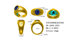 Anillo de plata de ley con montaje semi ovalado OV 10x8mm redondo RD 1.3mm