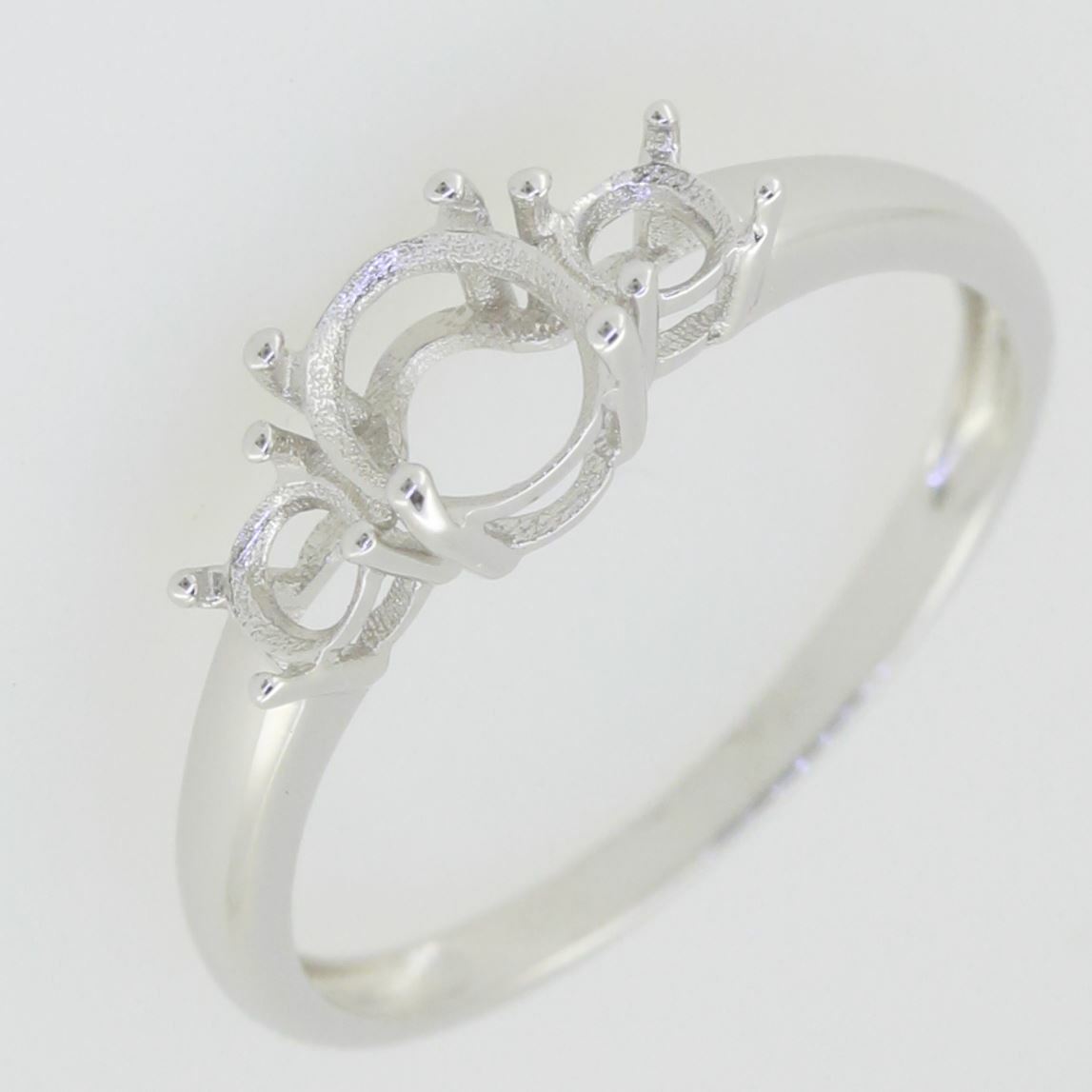 Custom 14K White Gold Semi Mount Ring Setting Oval OV 7X5mm RD 5.5mm  Q 1/4 Syzjewelry