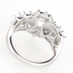 Vintage Style 14K White Gold Semi Mount Ring Setting Oval OV 8x6mm 5x3mm 5 Stone Syzjewelry