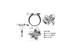 Sterling Silver Semi Mount Pendant Setting Round RD 1.5mm 1.3mm Leaves
