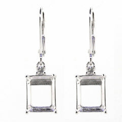 Custom 14K Yellow Gold Semi Mount Earrings Setting Emerald OCT 12x9mm Syzjewelry