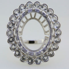 14K White Gold Semi Mount Ring Setting Oval OV 20x15mm Syzjewelry