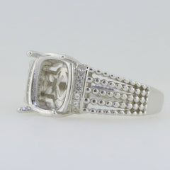 14K White Gold Semi Mount Ring Setting Cab Cushion CU 10X8mm Syzjewelry
