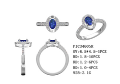 Sterlingsølv semi-monteringsring innfatning oval OV 6,5x4,5 mm hvit topas