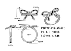 Sterling Silver Semi Mount Ring Setting Round RD 1x1mm Butterfly knot
