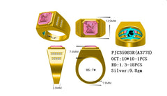 Impostazione anello semimontato in argento sterling OCT smeraldo 10x10mm rotondo 1x3mm