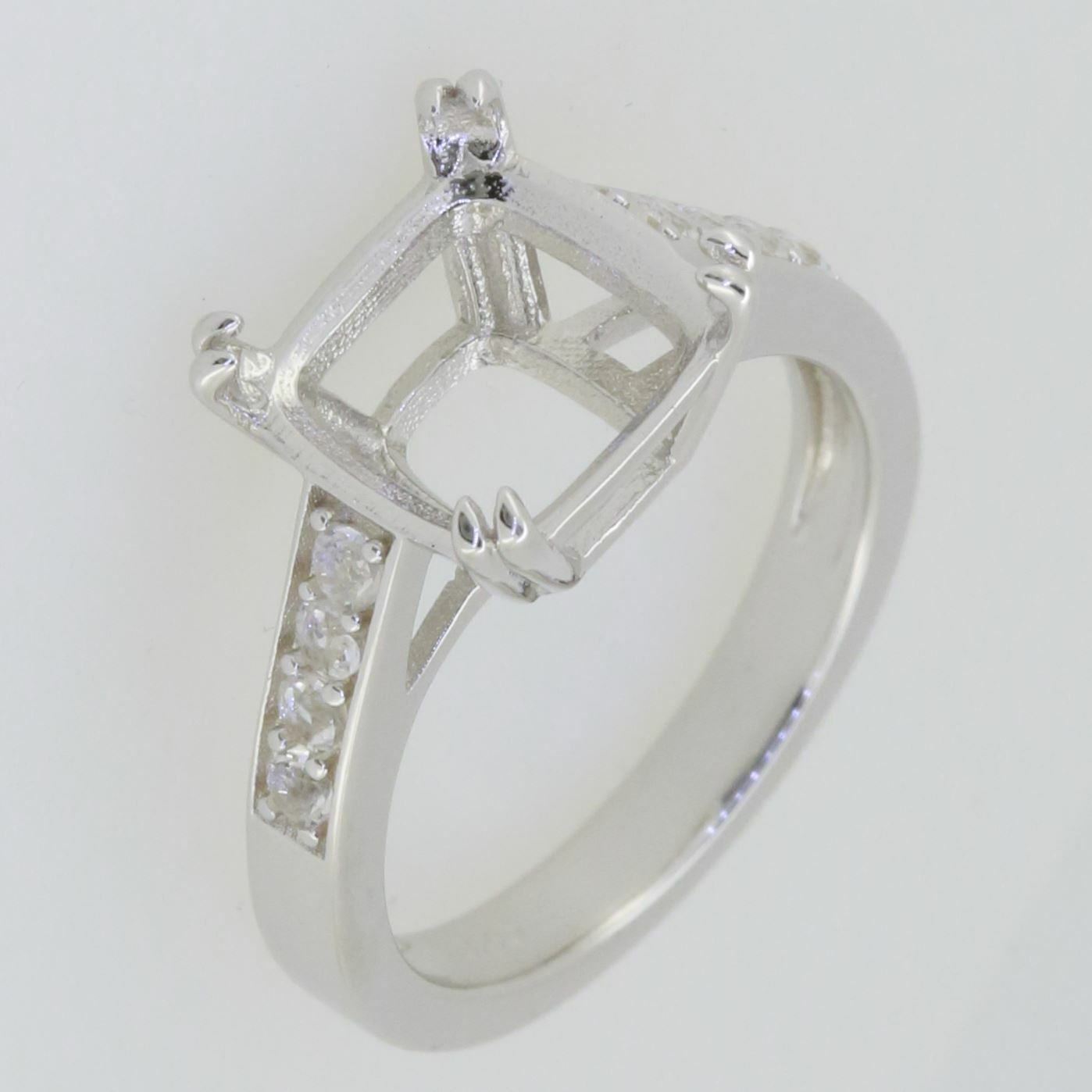 14K White Gold Semi Mount Ring Setting Cushion CU 10X10mm size 6 Syzjewelry