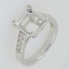 14K White Gold Semi Mount Ring Setting Cushion CU 10X10mm size 6 Syzjewelry