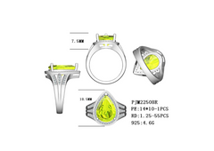 Impostazione anello semi montato in argento sterling PEAR PE 14x10 Rotondo RD 1x1 Accent Shank