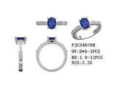 Anillo de plata de ley con montaje semi ajustable, óvalo OV 8x6mm, redondo RD 1x1mm