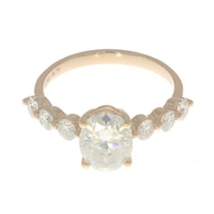 Impostazione anello semimontatura in argento sterling Ovale OV 9x7mm Rotondo RD 3x3mm