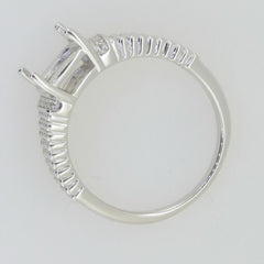 14K White Gold Semi Mount Ring Setting Cab Cushion CU 10X8mm Syzjewelry