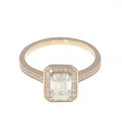 Anillo de plata de ley con montaje semi, engaste para esmeralda OCT 7x5mm con halo