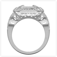Sterling Silver Semi Mount Ring Setting Cushion CU 8X8mm Art Deco Style Halo DHJ