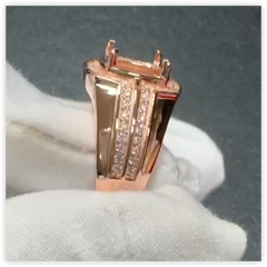 Men's Sterling Silver Semi Mount Ring Setting Cushion CU 10x10mm Male Ring Halo Ring Syzjewelry